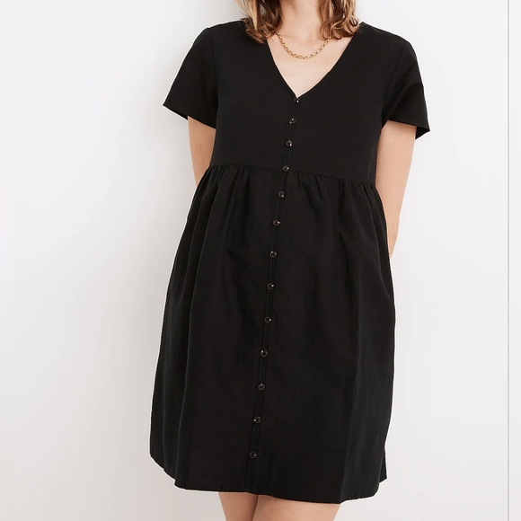 Madewell Dresses & Skirts - Madewell Linen-blend Button Front Dress, Black